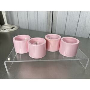 Vintage VERA NEUMANN Pink Pastel Round Minimalist Napkin Rings Set of 4